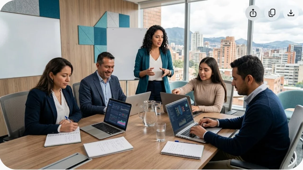 Equipo de trabajo aprendiendo inteligencia artificial en una capacitación empresarial